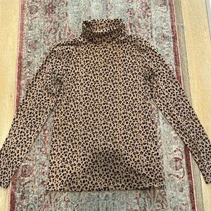 J. Crew tissue turtle neck animal print